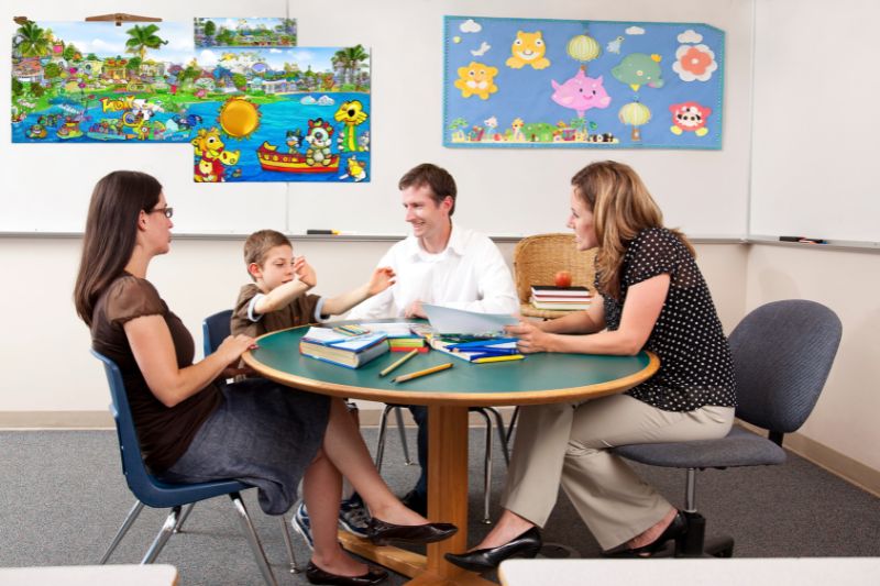 Parent-teacher meeting focusing on speech therapy at a preschool in Sydney's northern beaches.