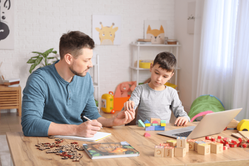 Child psychologist using the ADOS (Autism Diagnostic Observation Schedule) during an autism assessment in Sydney's northern beaches.