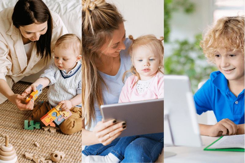 Parents and children in Northern Beaches, Sydney, following screen time recommendations for babies, preschoolers, and school-aged children.